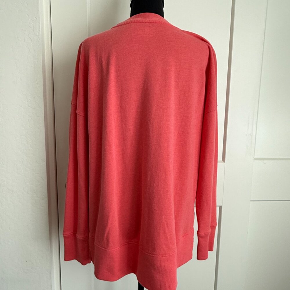 Women's Lightweight Oversized Time & Tru Sweatshirt Orange Size Medium - Picture 4 of 6
